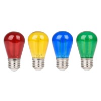 Pack ampoule LED à filament Mini S14 – E27 – 2W – rouge bleu vert jaune
