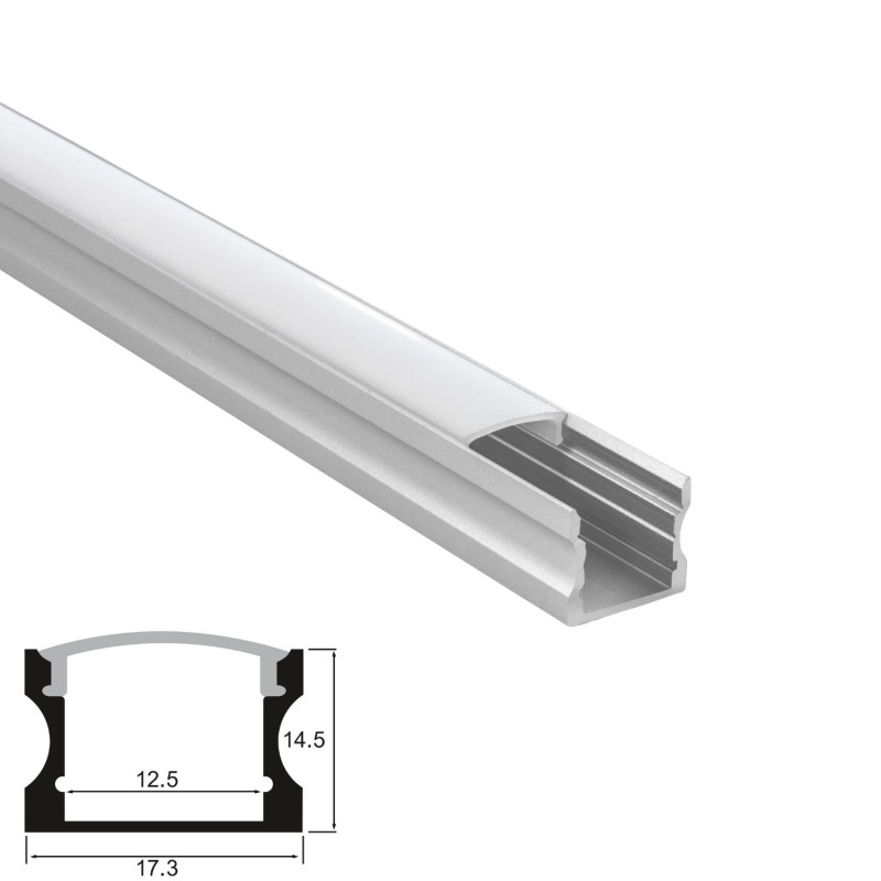 Profilé en applique gris aluminium pour ruban LED