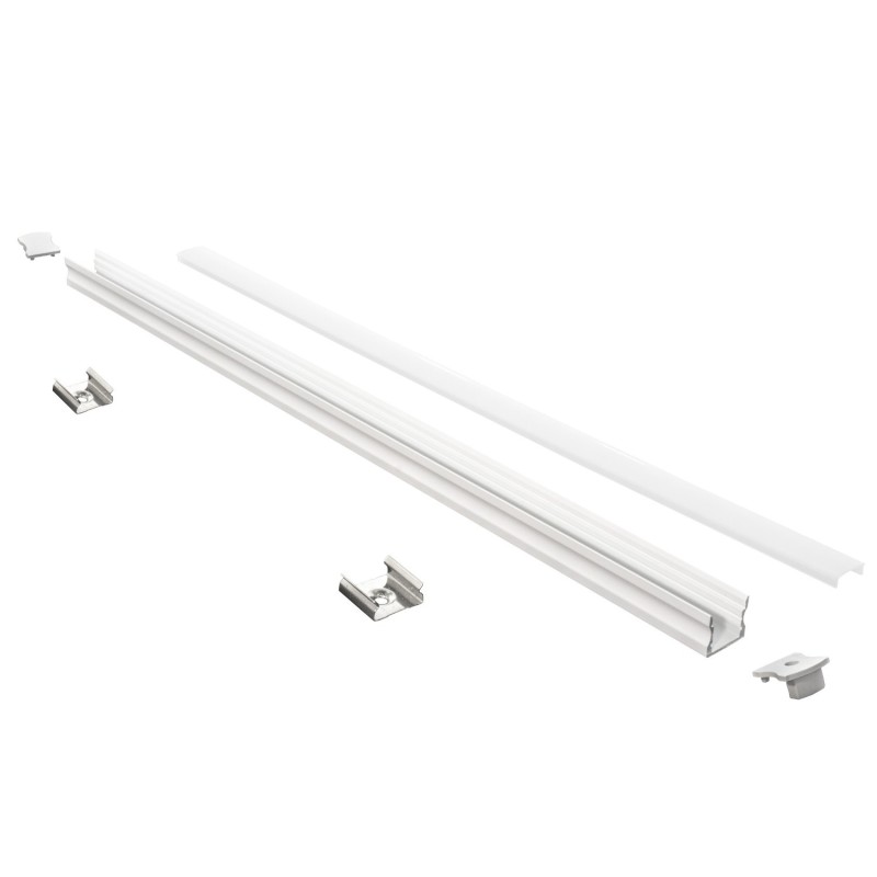 Profilé aluminium blanc en applique pour ruban LED