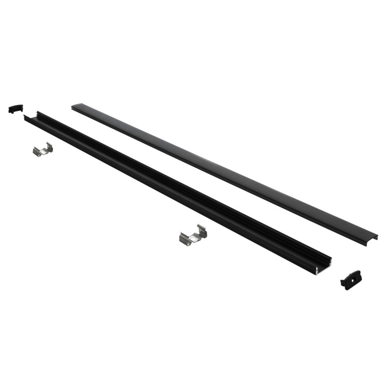 Profilé aluminium noir en applique pour ruban LED