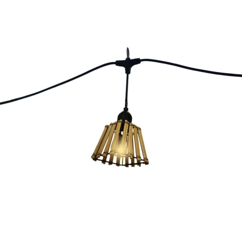 Guirlande 20m guinguette + 20 abat-jours "Bambu" + 20 ampoules LED