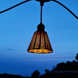 Abat-jour "Shade" en osier PVC beige pour guirlande guinguette