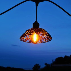 Abat-jour "Nesty" en osier PVC marron pour guirlande guinguette