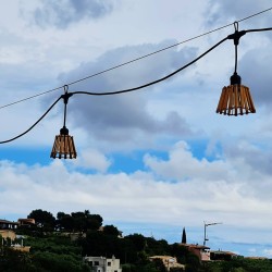 Guirlande guinguette 10 mètres + 10 abat-jours "Bambu" + 10 ampoules LED