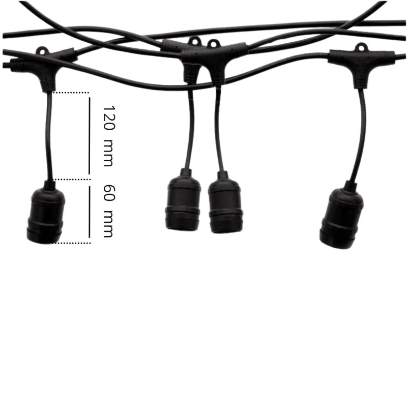 Pack guirlande extérieure guinguette - 20m + 20 Ampoules LED E27 S14