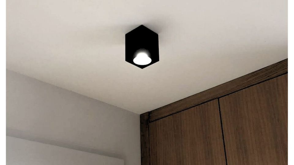 Plafonnier GU10 carré - RT2020 - IP65 - Noir Sablé - RUBYK