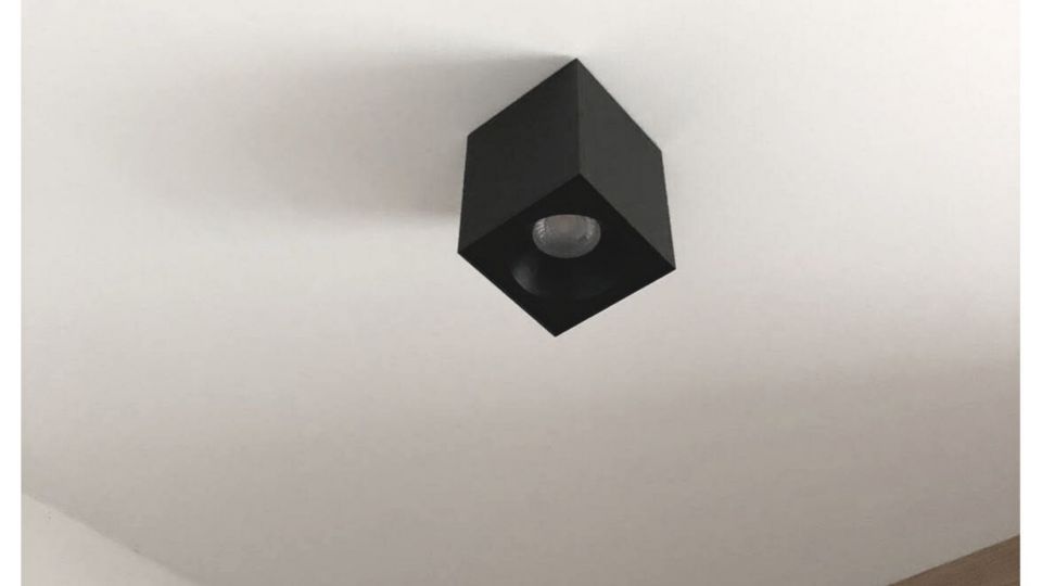 Plafonnier GU10 carré - RT2020 - IP65 - Noir Sablé - RUBYK