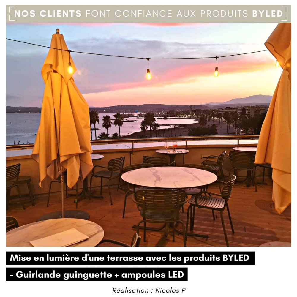 Guirlande guinguette 20 mètres + 20 ampoules LED au choix - Vue supplémentaire