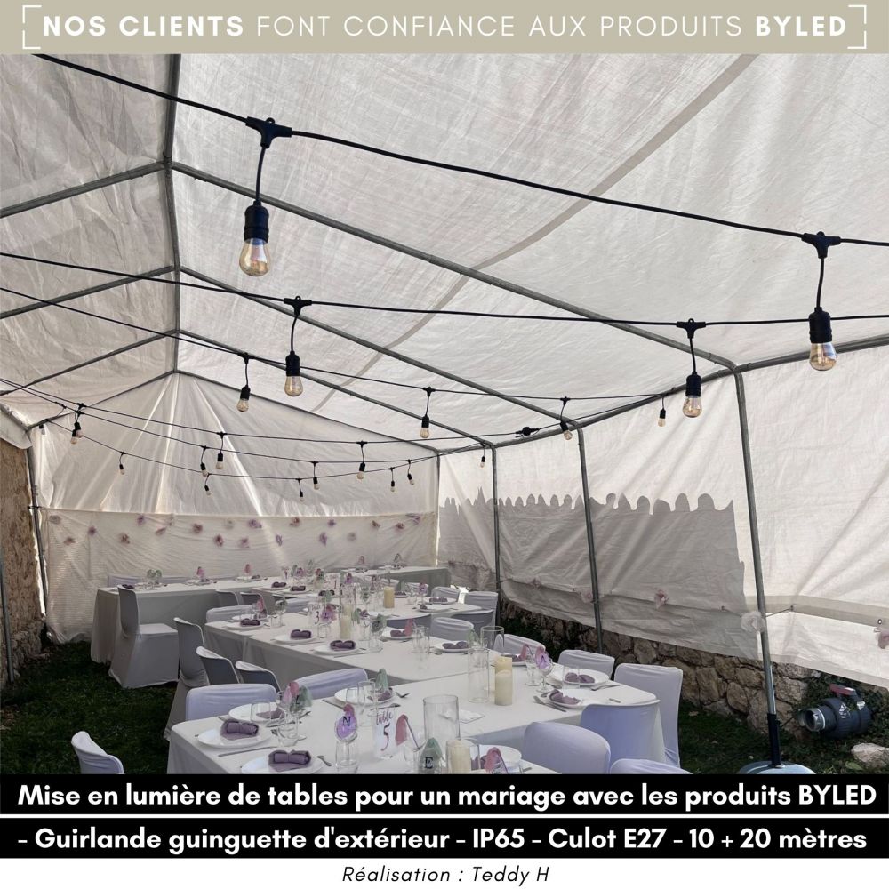 Guirlande guinguette 20 mètres + 20 ampoules LED au choix - Vue supplémentaire