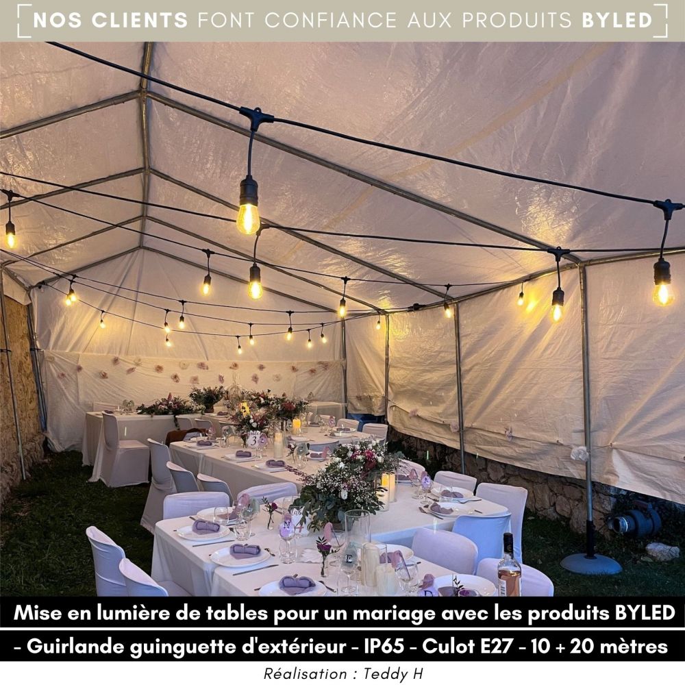 Guirlande guinguette 20 mètres + 20 ampoules LED au choix - Vue supplémentaire