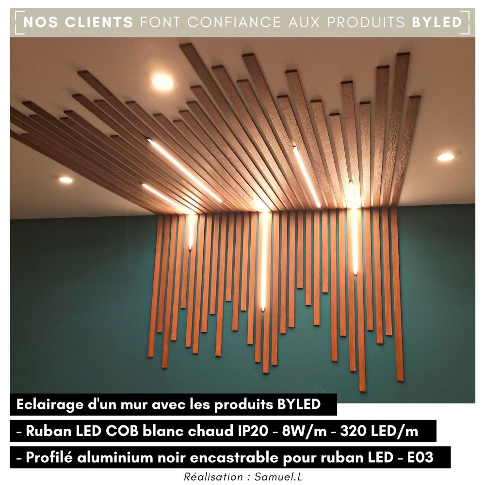 Ruban LED COB - 8W/m - IP20 - Blanc - 320LED/m - 5m - 24V - Vue supplémentaire