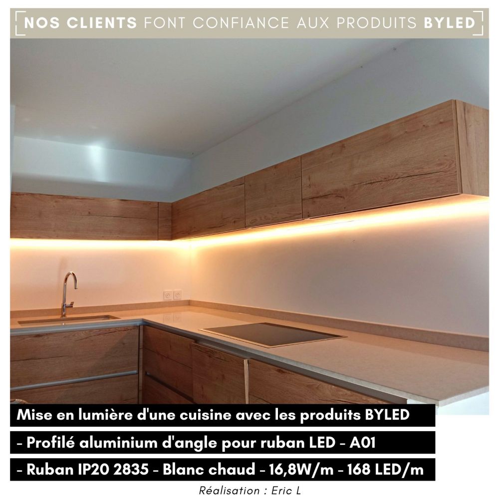 Profilé aluminium d'angle pour ruban LED avec diffuseur rond - A01 - CRAFT - Vue supplémentaire
