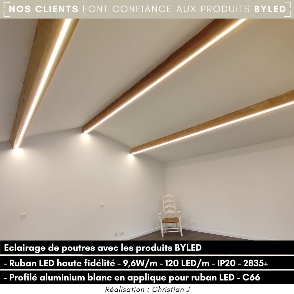 Ruban LED haute fidélité - 9,6W/m - IP20 - Blanc - 120 LED/m - 2835+ - 5m - 24V - Vue supplémentaire