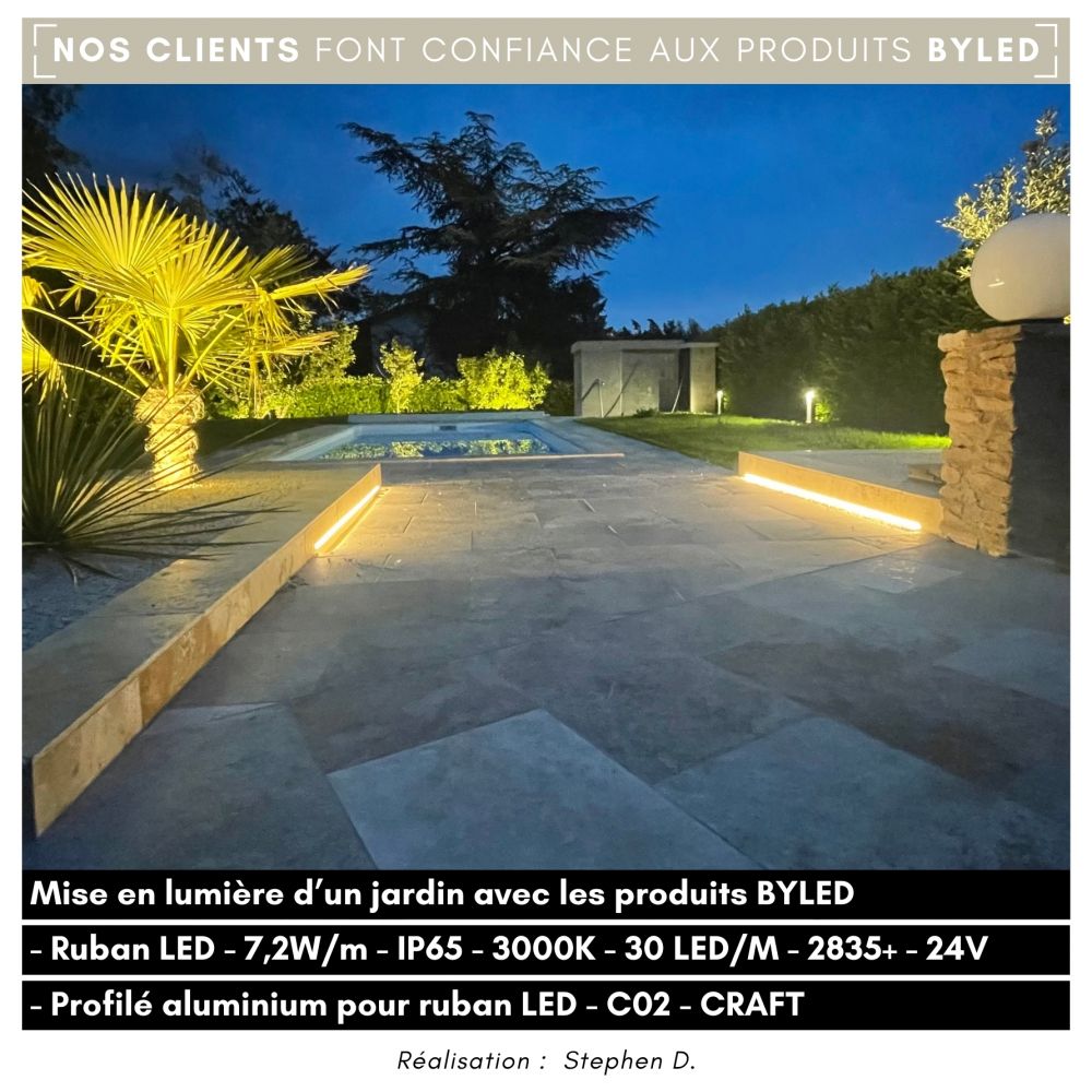 Ruban LED - 7,2W/m - IP65 - Blanc - 30 LED/m - 2835+ - 5m - 24V - Vue supplémentaire
