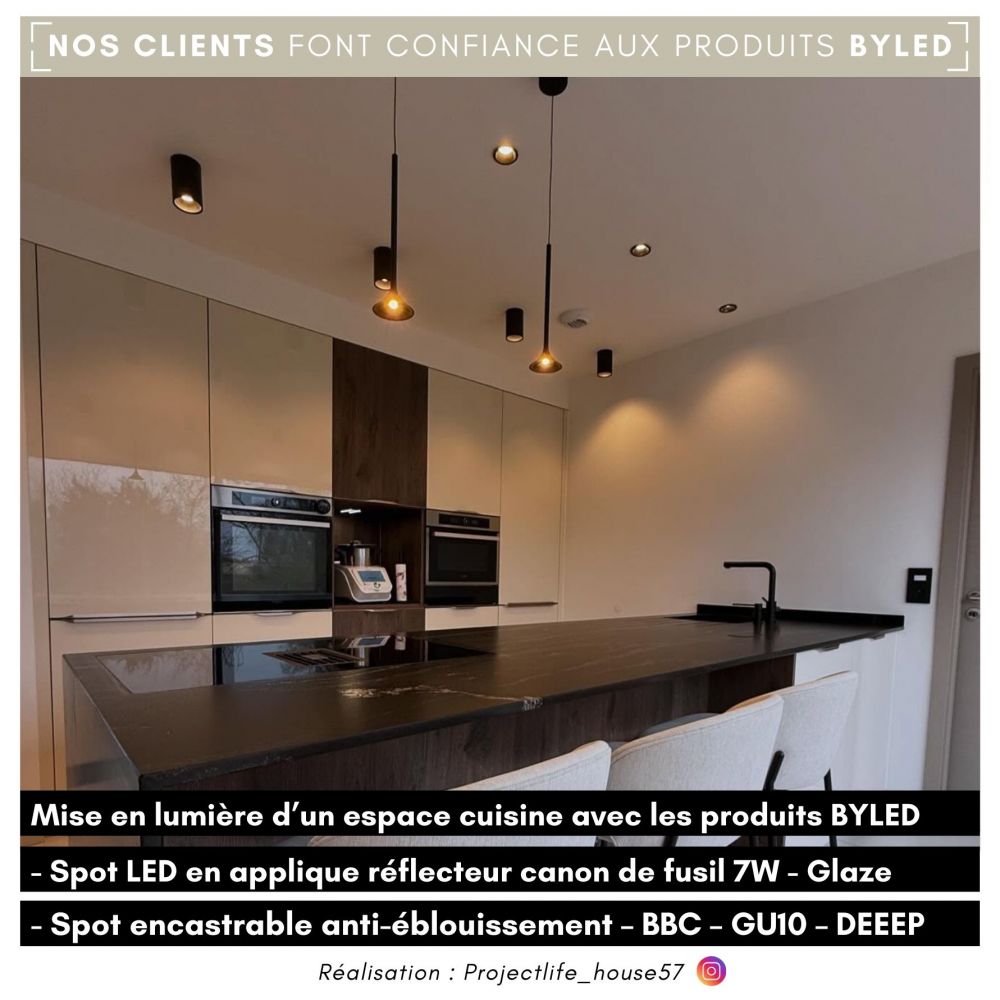Spot LED en applique plafond réflecteur canon de fusil 7W - Noir - Glaze - Vue supplémentaire