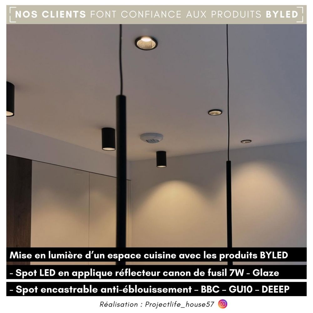 Spot LED en applique plafond réflecteur canon de fusil 7W - Noir - Glaze - Vue supplémentaire