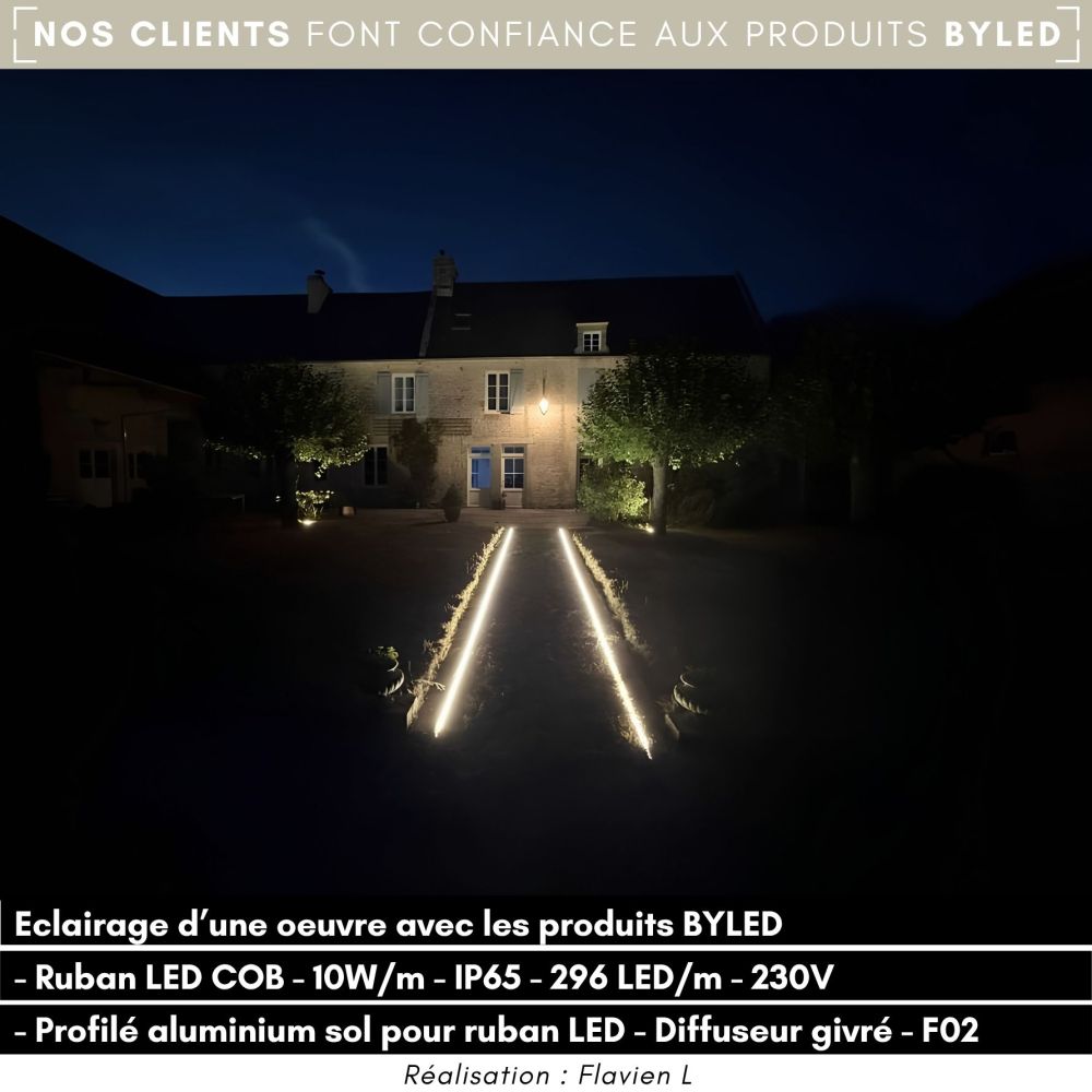 Profilé aluminium sol pour ruban LED - Diffuseur givré - F02 - CRAFT - Vue supplémentaire