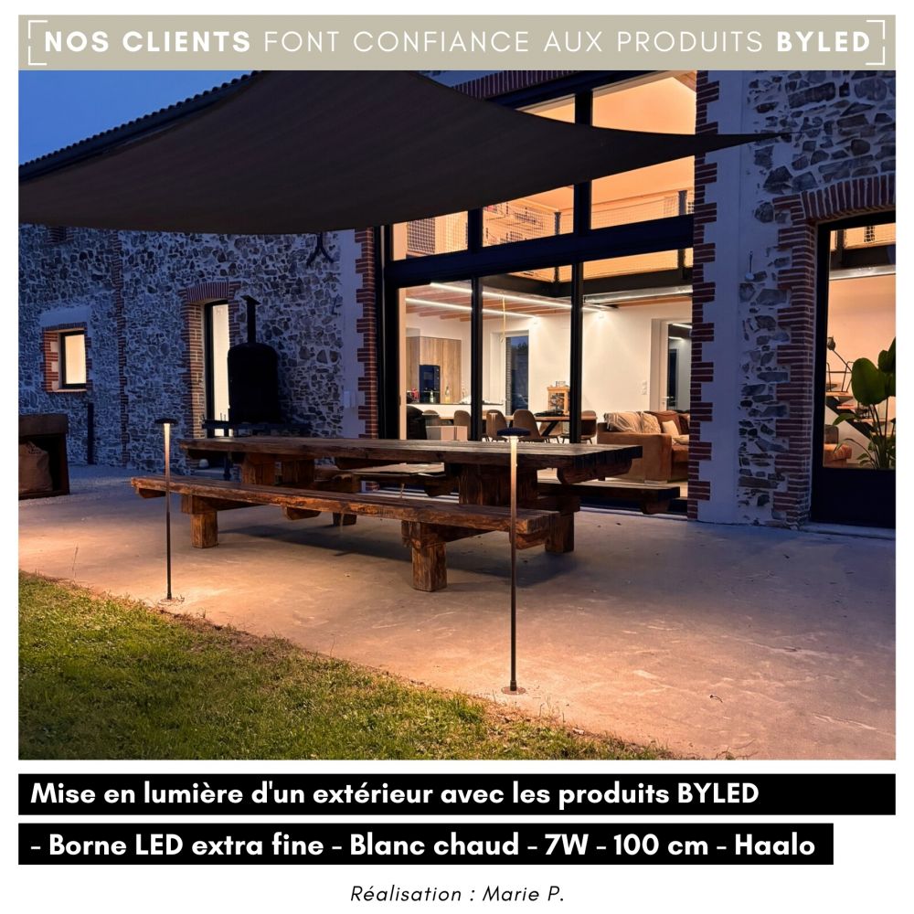 Borne LED extra fine d'extérieur à tête bombée - 7W - 100 cm - Chocolat - HAALÖ - Vue supplémentaire