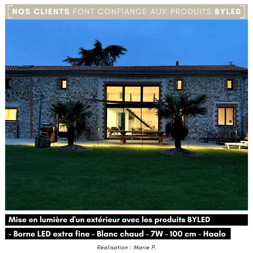 Borne LED extra fine d'extérieur à tête bombée - 7W - 100 cm - Chocolat - HAALÖ - Vue supplémentaire