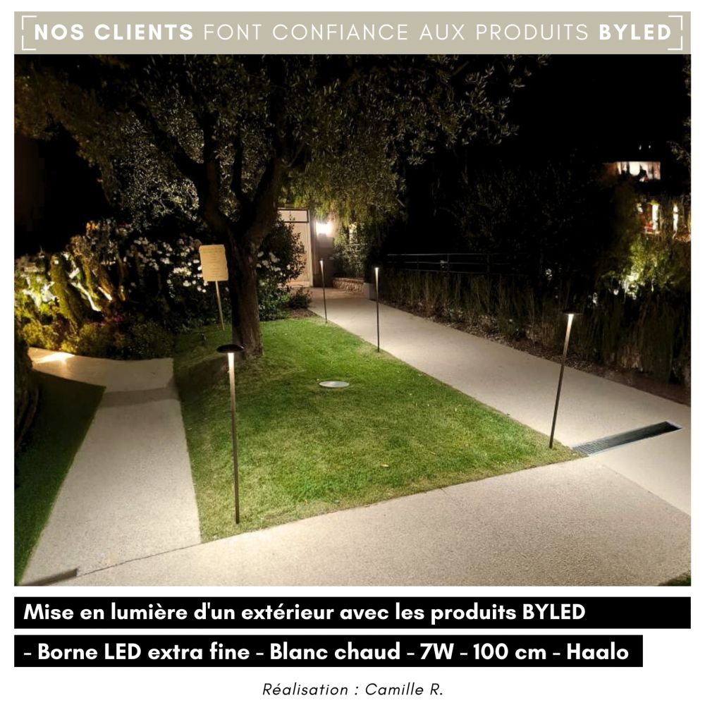 Borne LED extra fine d'extérieur à tête bombée - 7W - 100 cm - Chocolat - HAALÖ - Vue supplémentaire