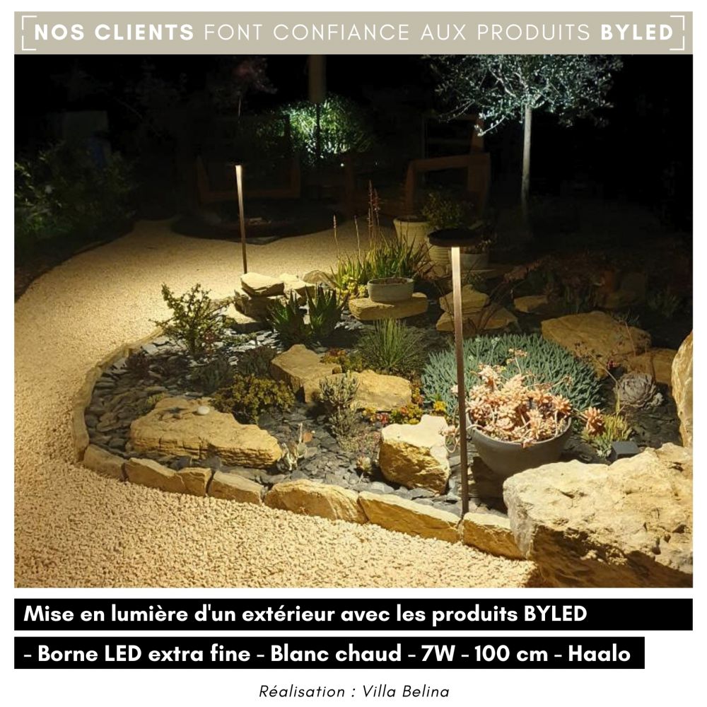 Borne LED extra fine d'extérieur à tête bombée - 7W - 100 cm - Chocolat - HAALÖ - Vue supplémentaire
