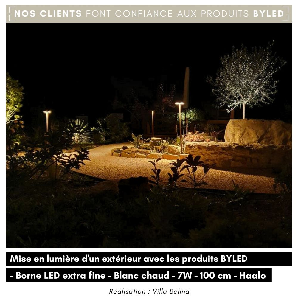 Borne LED extra fine d'extérieur à tête bombée - 7W - 100 cm - Chocolat - HAALÖ - Vue supplémentaire