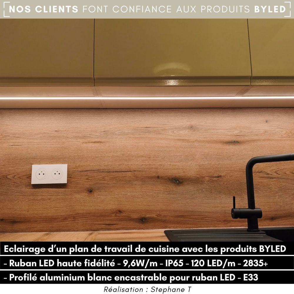 Ruban LED haute fidélité - 9,6W/m - IP65 - Blanc - 120 LED/m - 2835+ - 5m - 24V - Vue supplémentaire