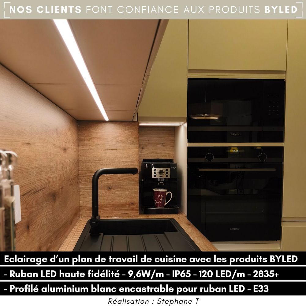 Ruban LED haute fidélité - 9,6W/m - IP65 - Blanc - 120 LED/m - 2835+ - 5m - 24V - Vue supplémentaire