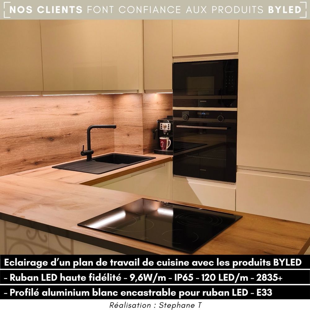 Ruban LED haute fidélité - 9,6W/m - IP65 - Blanc - 120 LED/m - 2835+ - 5m - 24V - Vue supplémentaire