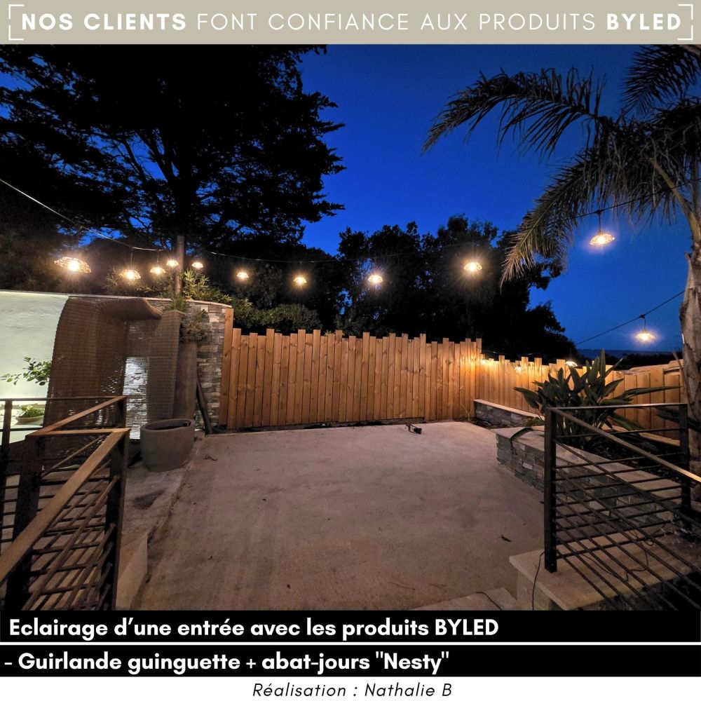 Guirlande guinguette 5 mètres "Conex" + 8 abat-jours "Nesty" + 8 ampoules LED - Vue supplémentaire