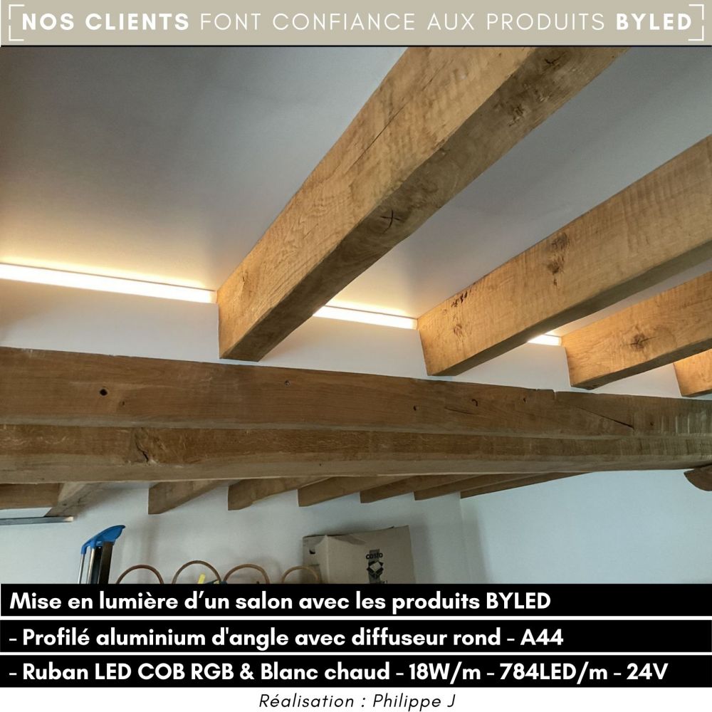Ruban LED COB RGB & Blanc chaud - 18W/m - IP20 - 784 LED/m - 5m - 24V - Vue supplémentaire