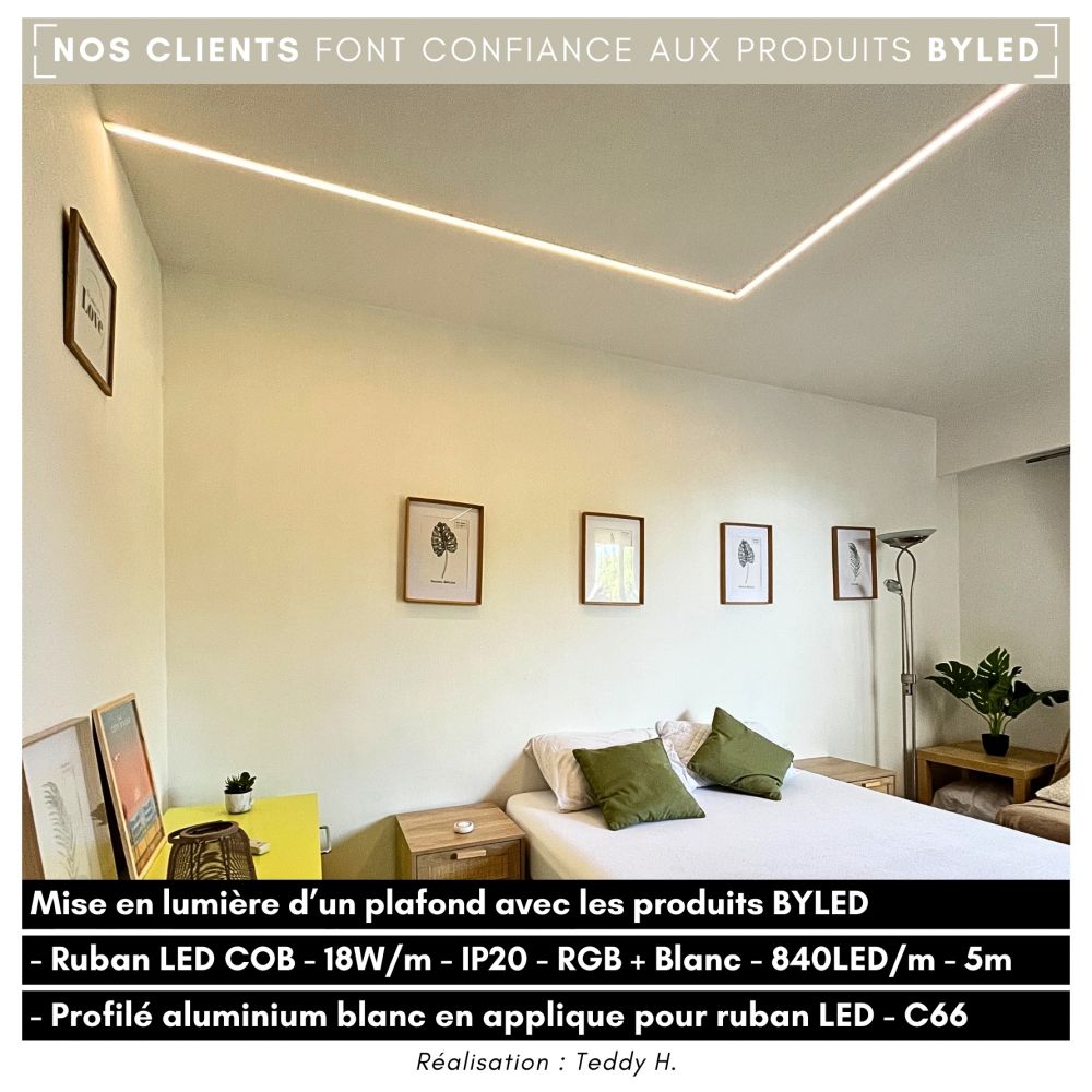 Ruban LED COB RGB & Blanc chaud - 18W/m - IP20 - 784 LED/m - 5m - 24V - Vue supplémentaire