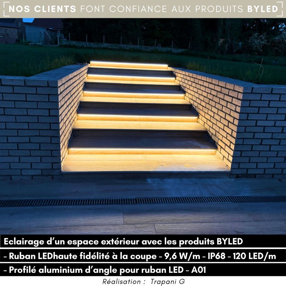 Ruban LED haute fidélité à la coupe - 9,6 W/m - IP68 - Blanc - 120 LED/m - 24V - Vue supplémentaire