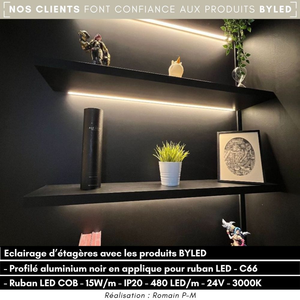 Ruban LED COB - 15W/m - IP20 - Blanc - 480 LED/m - 5m - 24V - Vue supplémentaire