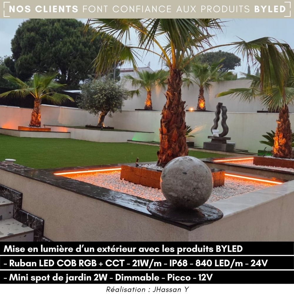Ruban LED COB RGB+CCT - 21W/m - IP68- 840 LED/m - à la coupe - 24V - Vue supplémentaire