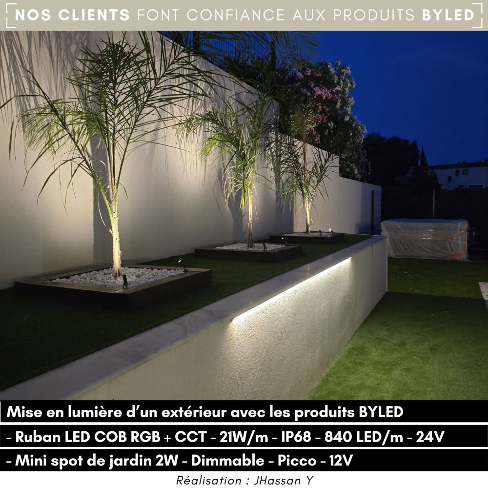 Ruban LED COB RGB+CCT - 21W/m - IP68- 840 LED/m - à la coupe - 24V - Vue supplémentaire