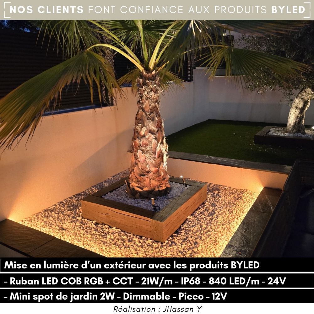 Ruban LED COB RGB+CCT - 21W/m - IP68- 840 LED/m - à la coupe - 24V - Vue supplémentaire