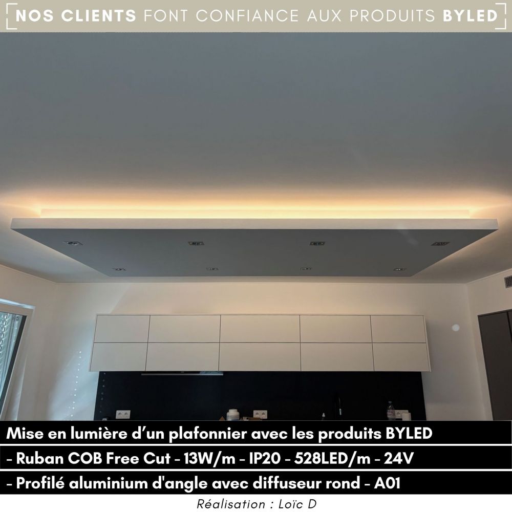 Ruban COB Free Cut - 13W/m - IP20 - Blanc - 528LED/m - à la coupe - 24V - Vue supplémentaire