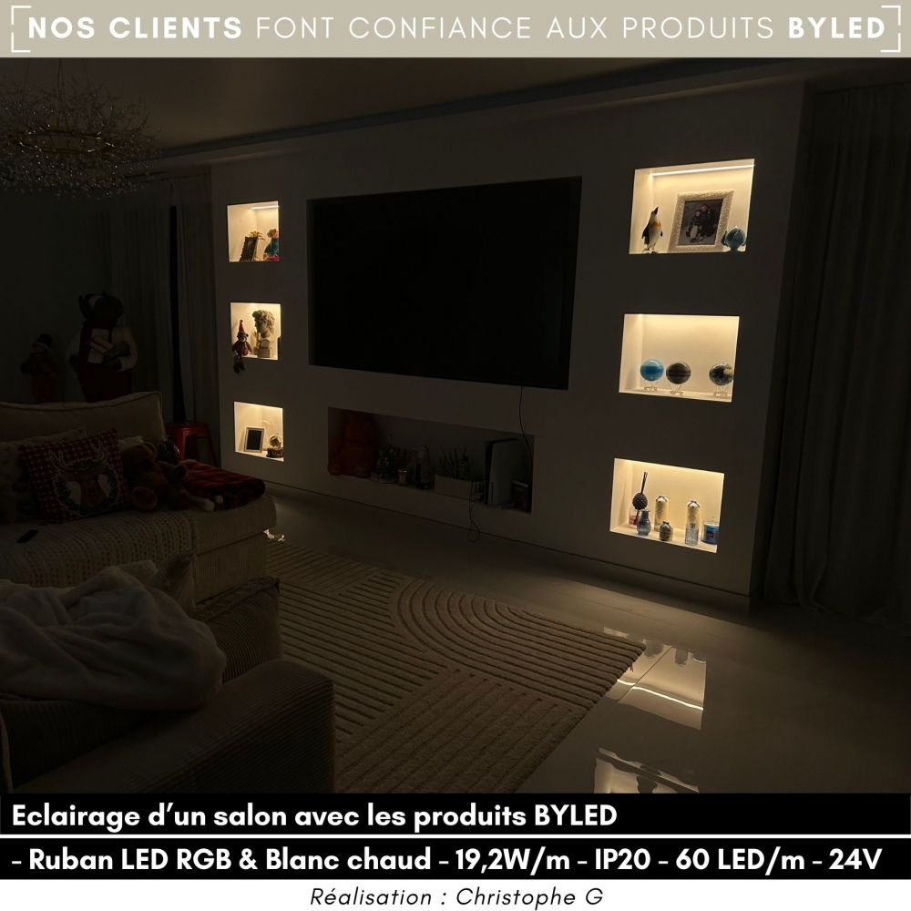 Ruban LED à la coupe RGB & Blanc chaud - 19,2W/m - IP20 - 60 LED/m - 5050 - 24V - Vue supplémentaire