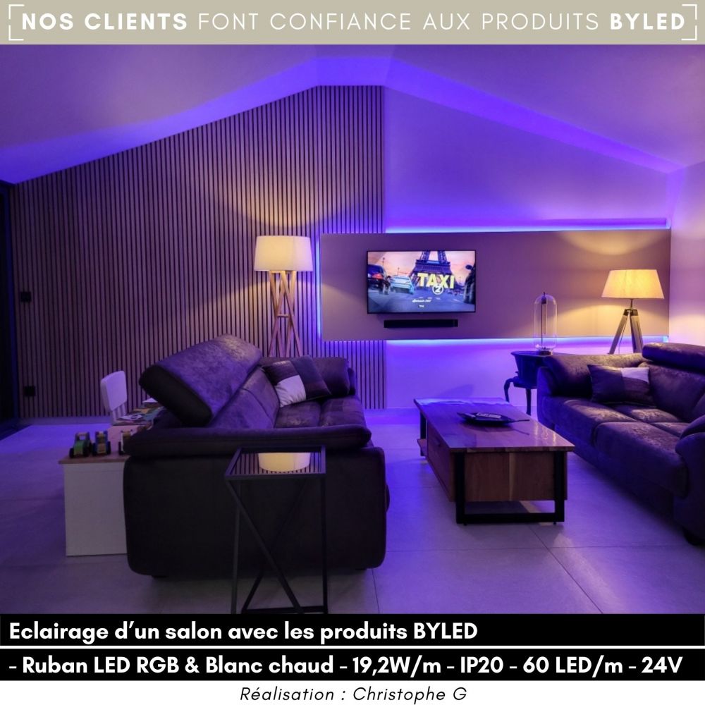 Ruban LED à la coupe RGB & Blanc chaud - 19,2W/m - IP20 - 60 LED/m - 5050 - 24V - Vue supplémentaire