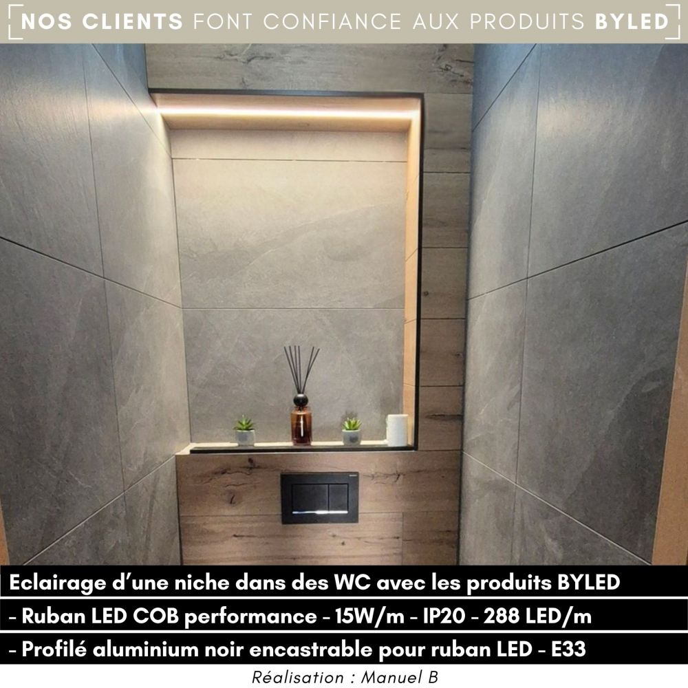 Ruban LED COB Performance - 15W/m - IP20 - 10 mm - 130lm/W - 288 LED/m - à la coupe – 24V - Vue supplémentaire
