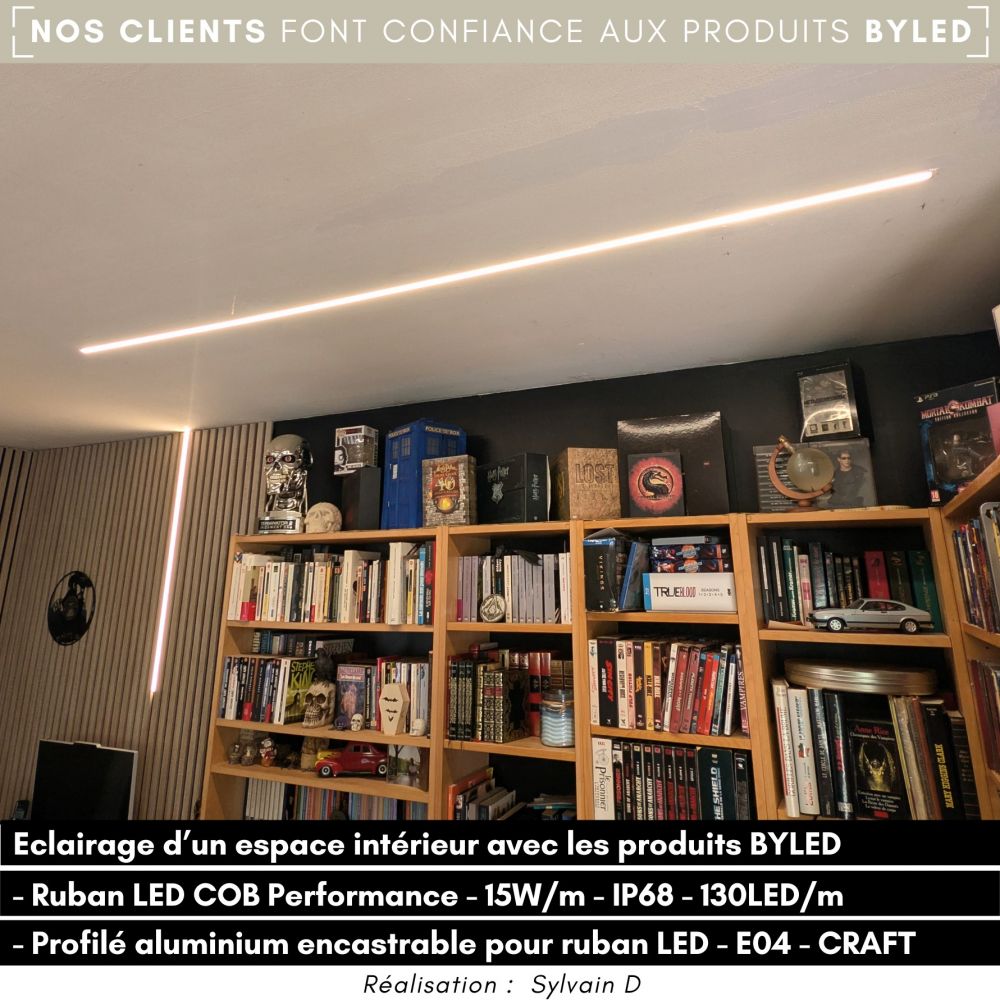 Ruban LED COB Performance - 15W/m - IP68 - 12 mm - 130lm/W - 288 LED/m - à la coupe - 24V - Vue supplémentaire