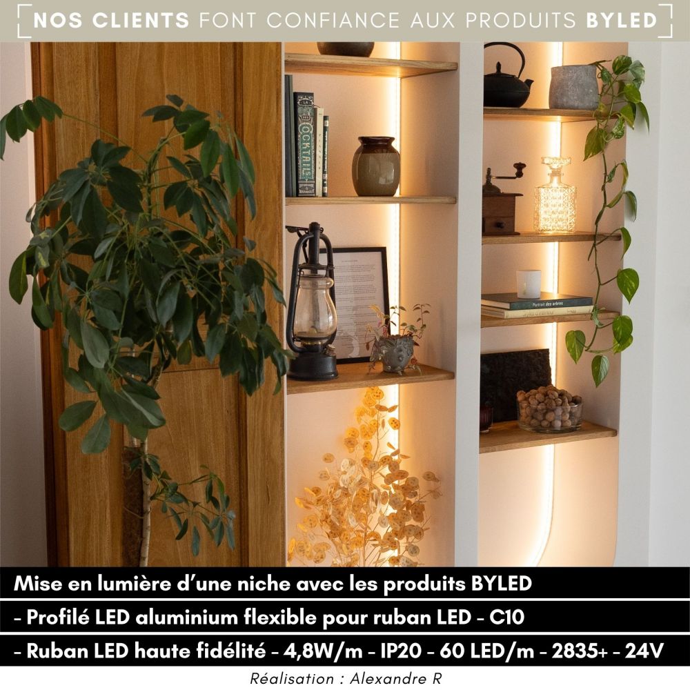 Ruban LED haute fidélité - 4,8W/m - IP20 - Blanc - 60 LED/m - 2835+ - 5m - 24V - Vue supplémentaire
