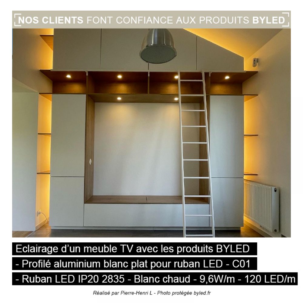 Ruban LED haute fidélité - 9,6W/m - IP20 - Blanc - 120 LED/m - 2835+ - 5m - 24V - Vue supplémentaire