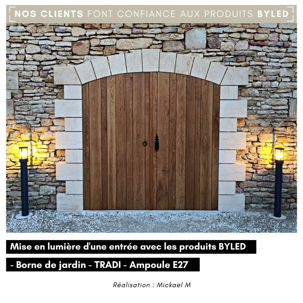 Borne LED de jardin sans ampoule E27 - 230V - Anthracite - TRADI - Vue supplémentaire