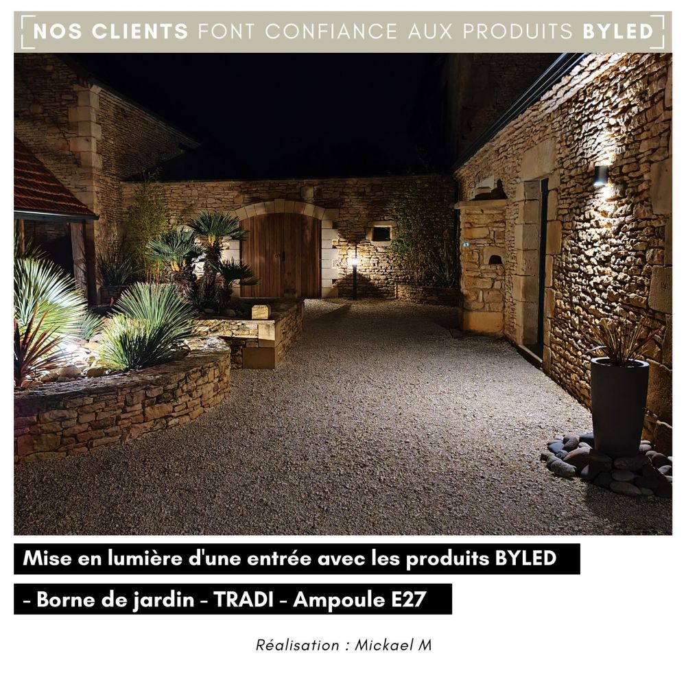 Borne LED de jardin sans ampoule E27 - 230V - Anthracite - TRADI - Vue supplémentaire