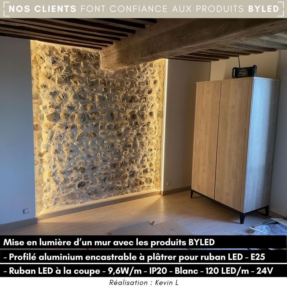 Ruban LED à la coupe - 9,6W/m - IP20 - Blanc - 120 LED/m - 24V - Vue supplémentaire