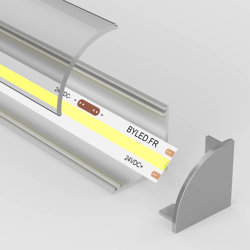 Profilé aluminium d'angle pour ruban LED avec diffuseur rond - A01 - CRAFT