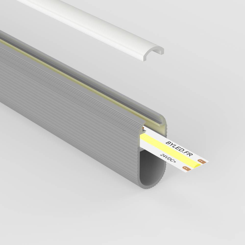 Profilé aluminium de penderie et dressing pour ruban LED - Diffuseur givré - CRAFT - T02