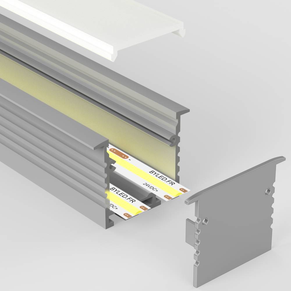 Profilé aluminium encastrable large pour 2 rubans LED - E06 - CRAFT
